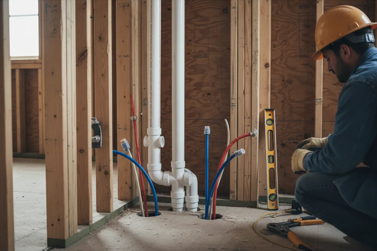 Drain and supply rough-in during Leak Detection in Manchester